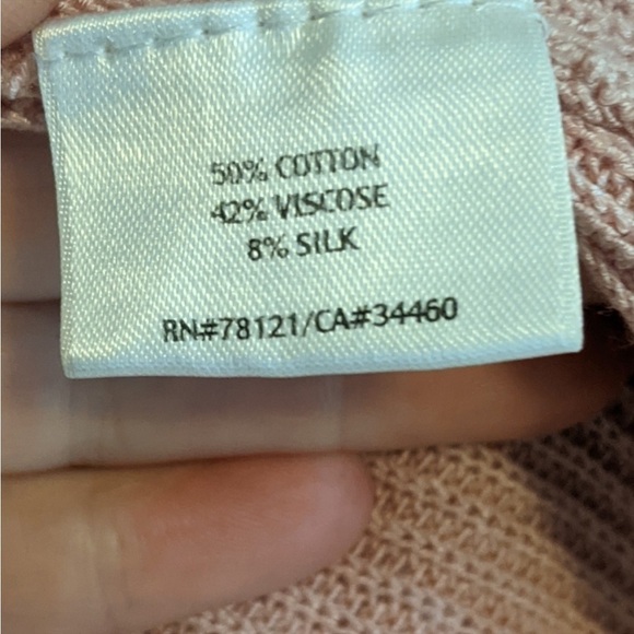 EILEEN FISHER Open Front Organic Cotton Silk Blend Long Cardigan in PINK Size M - Picture 7 of 8